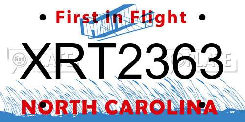 XRT2363 North Carolina License Plate