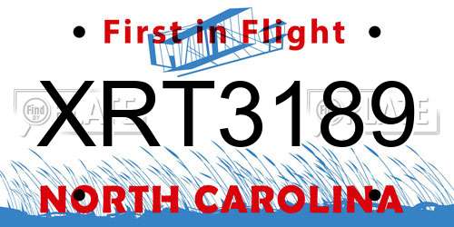 XRT3189 North Carolina License Plate