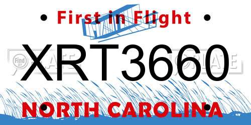 XRT3660 North Carolina License Plate