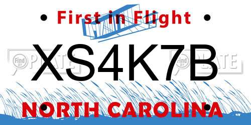 XS4K7B North Carolina License Plate