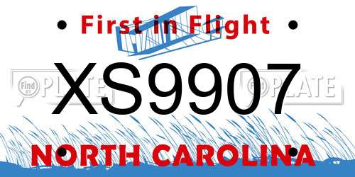 XS9907 North Carolina License Plate