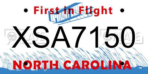 XSA7150 North Carolina License Plate