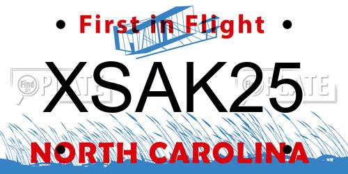 XSAK25 North Carolina License Plate