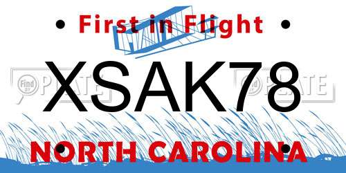 XSAK78 North Carolina License Plate