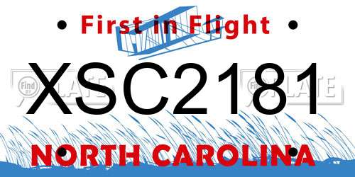 XSC2181 North Carolina License Plate