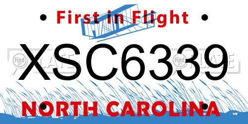 XSC6339 North Carolina License Plate