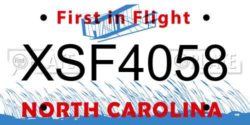 XSF4058 North Carolina License Plate