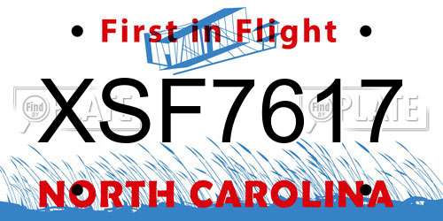 XSF7617 North Carolina License Plate