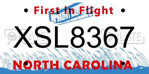 XSL8367 North Carolina License Plate