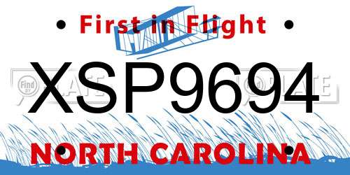 XSP9694 North Carolina License Plate