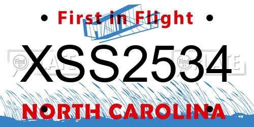 XSS2534 North Carolina License Plate