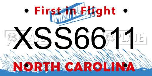 XSS6611 North Carolina License Plate