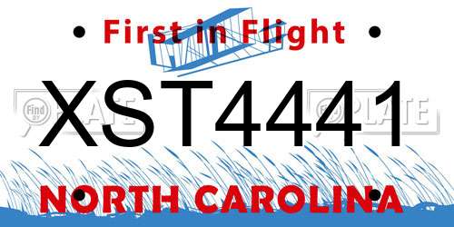 XST4441 North Carolina License Plate