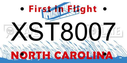 XST8007 North Carolina License Plate