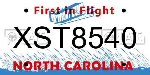 XST8540 North Carolina License Plate