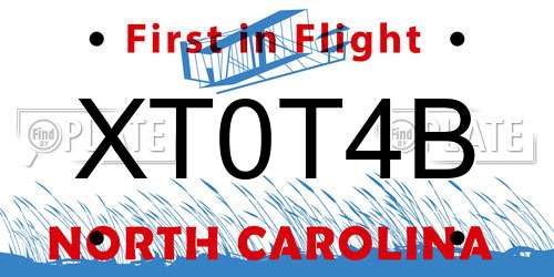 XT0T4B North Carolina License Plate