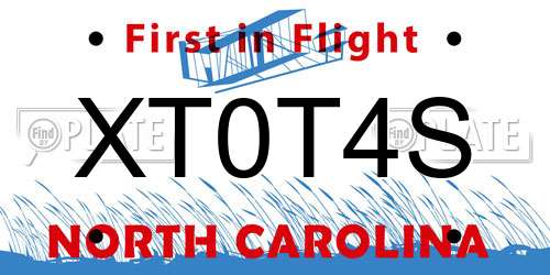 XT0T4S North Carolina License Plate