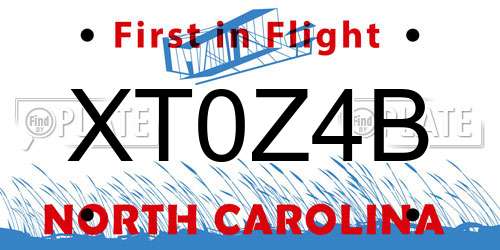 XT0Z4B North Carolina License Plate