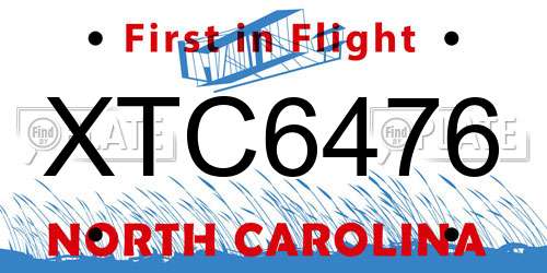 XTC6476 North Carolina License Plate