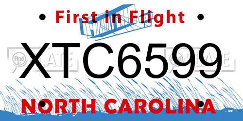 XTC6599 North Carolina License Plate