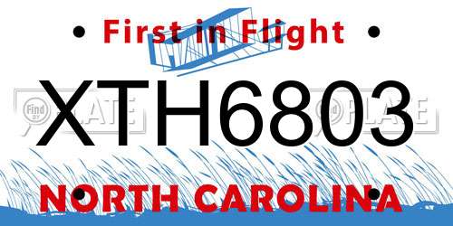 XTH6803 North Carolina License Plate