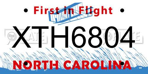 XTH6804 North Carolina License Plate