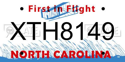 XTH8149 North Carolina License Plate