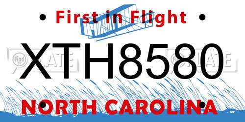 XTH8580 North Carolina License Plate