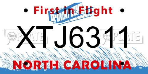 XTJ6311 North Carolina License Plate
