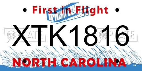 XTK1816 North Carolina License Plate