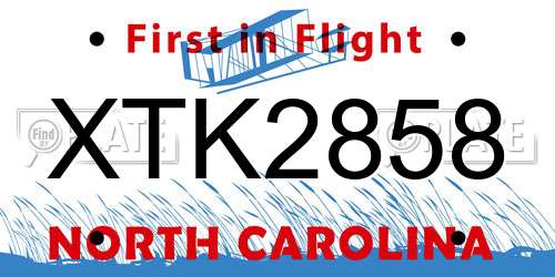 XTK2858 North Carolina License Plate