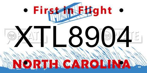 XTL8904 North Carolina License Plate