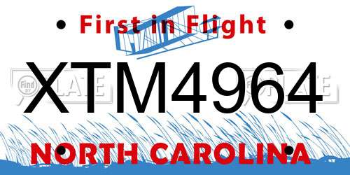 XTM4964 North Carolina License Plate