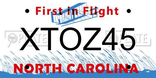 XTOZ45 North Carolina License Plate