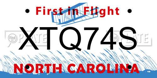 XTQ74S North Carolina License Plate