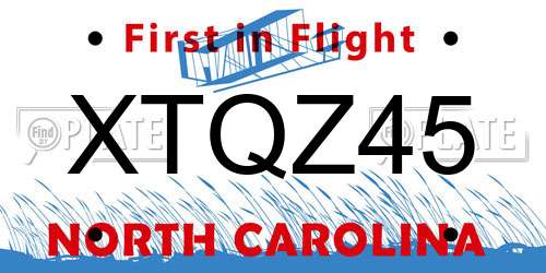 XTQZ45 North Carolina License Plate