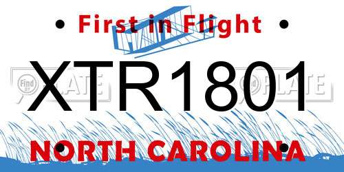 XTR1801 North Carolina License Plate