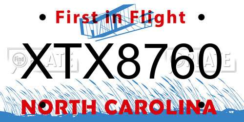 XTX8760 North Carolina License Plate