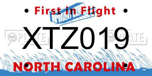 XTZ019 North Carolina License Plate