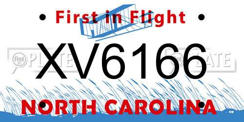 XV6166 North Carolina License Plate