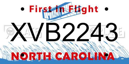 XVB2243 North Carolina License Plate