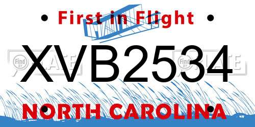 XVB2534 North Carolina License Plate