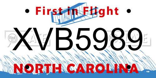 XVB5989 North Carolina License Plate