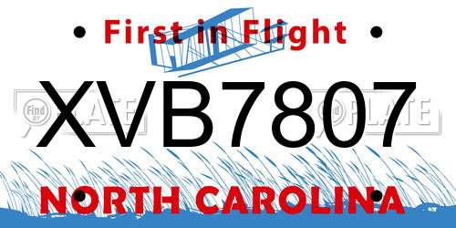 XVB7807 North Carolina License Plate