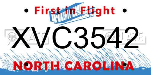 XVC3542 North Carolina License Plate