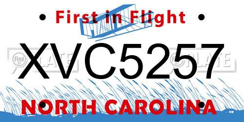 XVC5257 North Carolina License Plate
