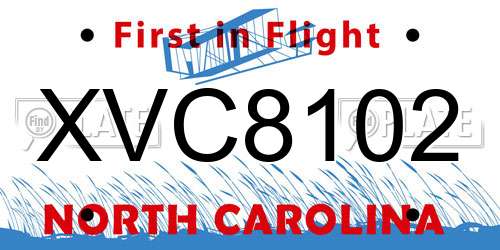 XVC8102 North Carolina License Plate