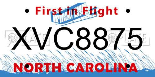 XVC8875 North Carolina License Plate