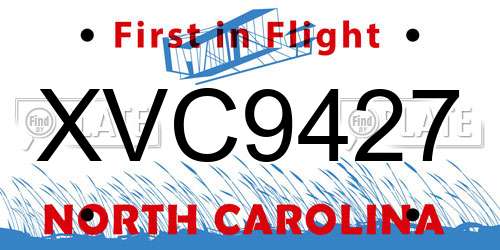 XVC9427 North Carolina License Plate