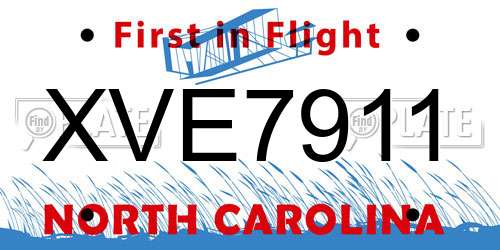 XVE7911 North Carolina License Plate